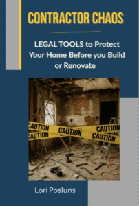 Contractor Chaos book by Lori Posluns – legal guide for renovation and contractor disputes in Quebec